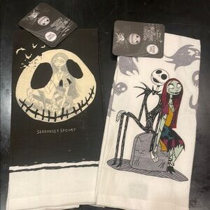 Nightmare Before Christmas Hand Towels - Black and White